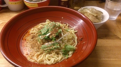 「汁なし金胡麻担担麺(２辛)+ライス(サービス)」@金蠍の写真