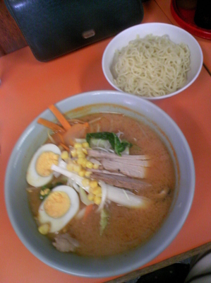 「たっぷり野菜の辛みそつけ麺５９０円」@光栄軒の写真