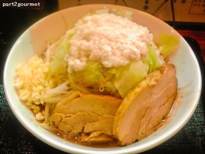 「猫次郎(並)+豚増し 「ニンニクヤサイアブラ」(850円)」@煮干し中華そば つけ麺 海猫の写真