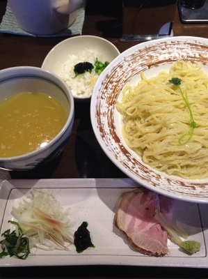 「【限定】薬涼潮つけそば 〆の冷や飯」@麺や 虎徹の写真