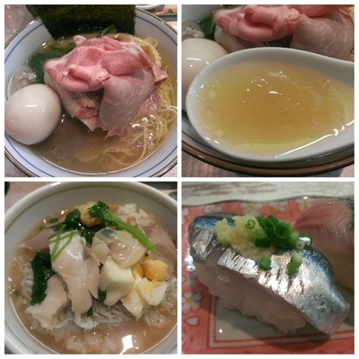 「特製蛤そば＋しらすご飯＋秋刀魚のにぎり」@中華そば 四つ葉の写真