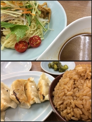 「冷やしとんそば+餃子+チャーシューおこわ」@名代らーめん 航海屋 新宿店の写真