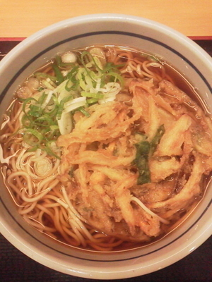 「かき揚げそば(ネギ多め・大盛無料)¥380」@吉そば 銀座本店の写真