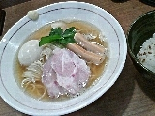 「白だし煮干三重奏, with 味玉 & 鯛めし(小）」@鯛塩そば 灯花 本店の写真