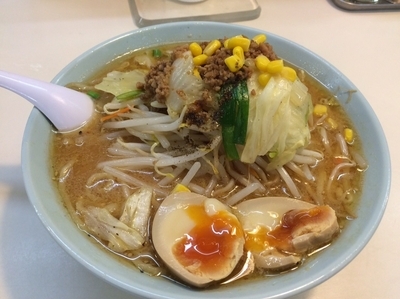 「野菜味噌ラーメン＋煮玉子」@くるまやラーメン 双葉店の写真