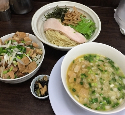 「淡麗細つけめん塩860円＋チャーシュー丼300円」@丸直の写真