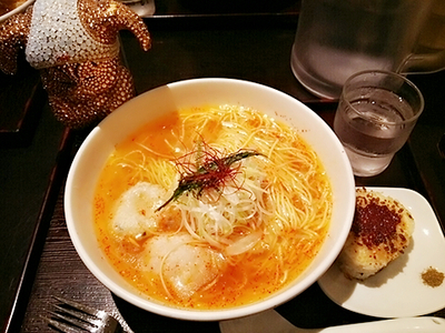 「あら炊き塩辛らーめん焼きおにぎり付き」@麺屋 海神の写真