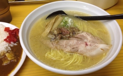 「しお＋夜セット牛スジカレー(680円＋250円)」@牛骨らーめん ほうき屋の写真