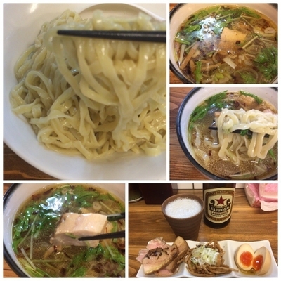 「塩つけめん（大） ＋ ビール おつまみセット」@くじら食堂の写真