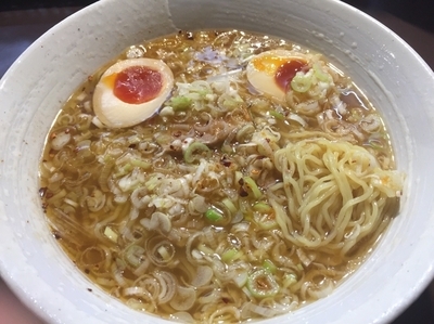 「炎麺普通盛り850円、味玉120円」@和風らーめん のらやの写真