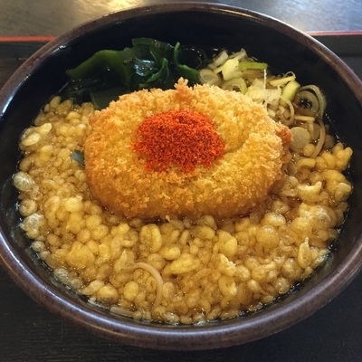 「たぬき（￥350）＋コロッケ（クーポン）」@ゆで太郎 Tokyo-Bay 東雲駅前店の写真