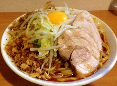 「辛麺800　汁無し80　チーズ100＝980円」@豚星。の写真