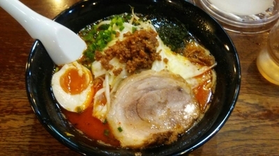 「赤とんこつ  \820」@とんこつらーめん つけめん 鋼 HAGANEの写真