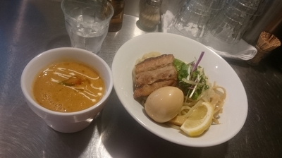 「鶏白湯つけ麺(海老とトマト)」@麺や 庄の gotsuboの写真