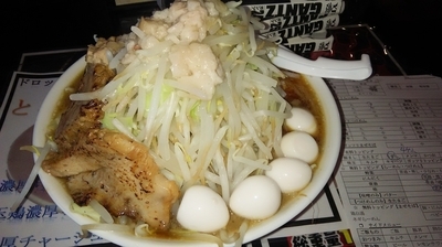 「ガッツリ1号油野菜チョイ増しクーポンウズラ卵」@若旦那の写真