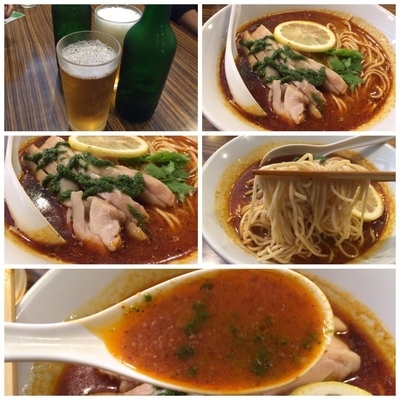 「【限定】トムヤムパクチーバジル鶏750円＋ビール」@らーめん カッパハウスの写真