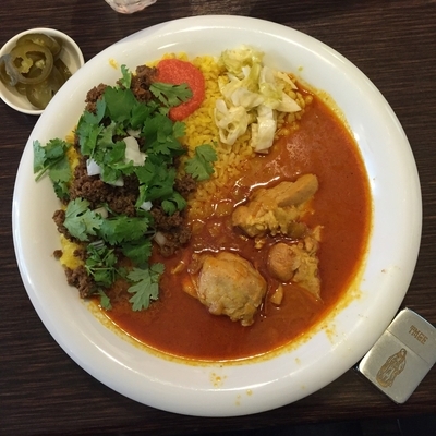 「ハーフ&ハーフ チキンと羊のキーマ」@cafe 般°若の写真