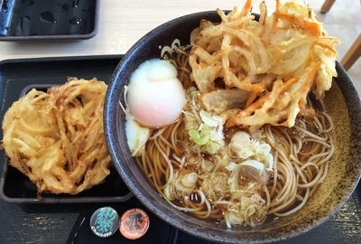 「朝そば・玉子＋かき揚げ（￥330＋無料クーポン）」@ゆで太郎 厚木下依知店の写真