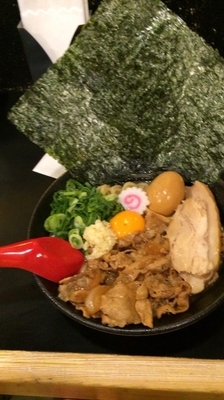 「元祖肉玉そば のりトッピング」@肉玉蕎麦 おとど 北松戸総本山の写真