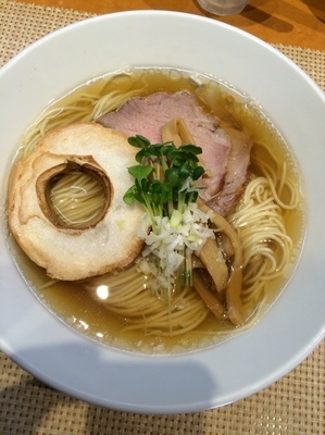 「トリプルスープの塩そば850円(限定）、試作品醤油魚介650円」@柴崎亭の写真