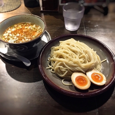 「西中島で辛つけ麺  味付玉子トッピング(並盛)」@時屋の写真