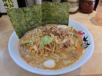 「とんミックスめん(ネギ辛キャベツ)·中辛·中盛」@ガキ大将 藤沢川名店の写真