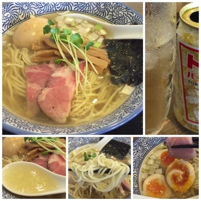 「味玉塩そば(税込918円)＋おつまみ＆ハイボール」@麺処 いぐさの写真