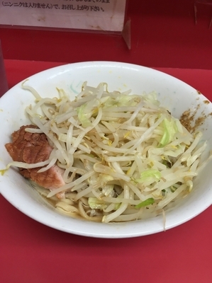 「小ラーメン 汁なし カラメ ニンニク少し 魚粉」@ラーメン二郎 環七一之江店の写真