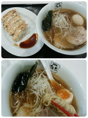 「醤油全部のせ＋Ａセットギョウザ」@自家製麺 佐野の写真