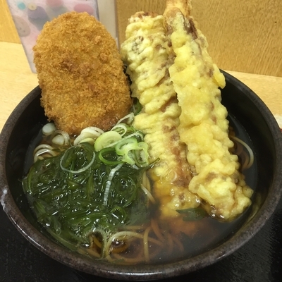 「【季節限定】ちくわ天めかぶ（￥460）＋コロッケ（クーポン）」@ゆで太郎 南大井店の写真