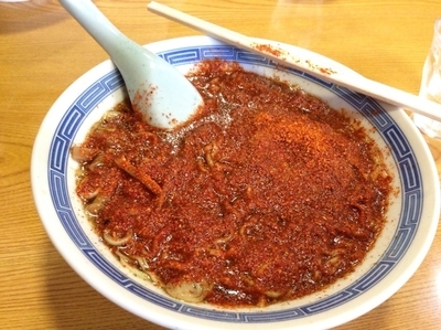 「中華そば カタメ 一味唐辛子700円」@まさごそばの写真