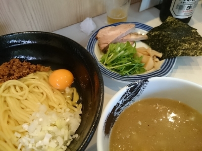 「辛玉つけめん850円＋ビール 他」@麺屋 扇 SENの写真