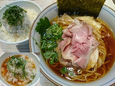 「四つ葉そば￥750＋しらすごはん￥300＝￥1050」@中華そば 四つ葉の写真