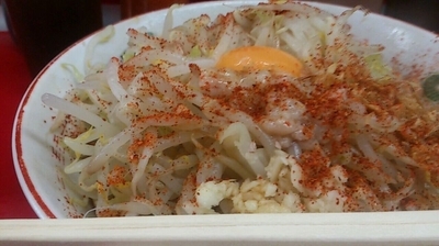 「汁無し小硬め少な目脂ニンニクちょい増し」@ラーメン二郎 湘南藤沢店の写真