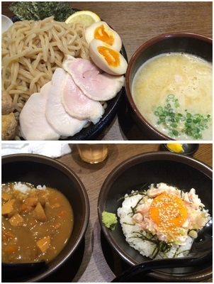 「特製濃厚鶏つけそば+ミニカレー丼」@濃厚鶏そば 晴壱 新高円寺店の写真
