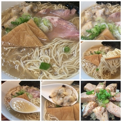 「淡麗貝潮らーめん780円＋豚の低温チャーシューご飯350円」@鮮魚らーめん 五ノ神水産の写真