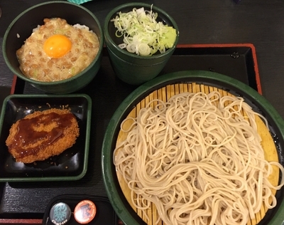 「朝定食・納豆セット+コロッケ(¥360+無料クーポン)」@ゆで太郎 関内太田町店の写真