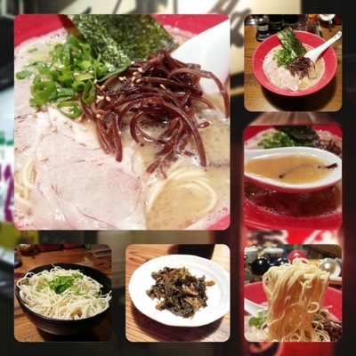 「ラーメン＋辛子高菜（辛口）＋替え玉」@元祖長浜 大学ラーメンの写真