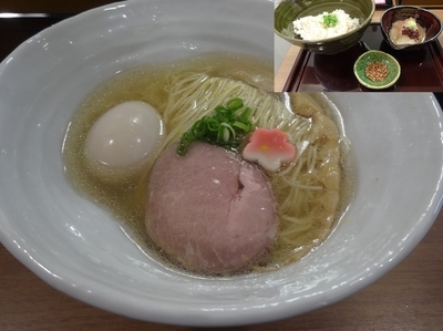 「鯛塩そば（味玉付き）880円+鯛茶漬け小270円」@鯛塩そば 灯花 本店の写真