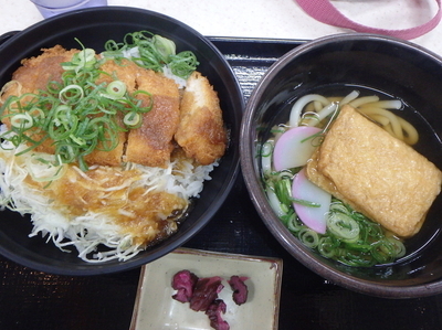 「和風カツ丼と小うどんのセット(840円)」@六甲亭 西宮名塩下りSA店の写真