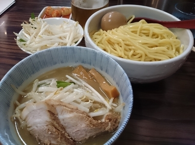 「味噌つけめん830円(野菜・ニンニク)＋チンピラ玉子150円」@味噌麺処 花道庵の写真