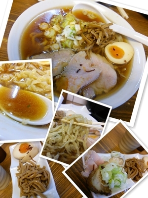 「醤油らーめん＋三種盛＋ﾋﾞｰﾙ」@くじら食堂の写真