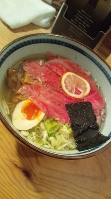 「1日45食限定『A-5飛騨牛とび肉塩そば 大(¥1600)』」@中華そば専門店 M ~エム~の写真