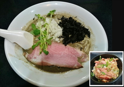 「濃厚そば（背黒2種平子） \780＋小豚めし \200」@麺処 晴の写真