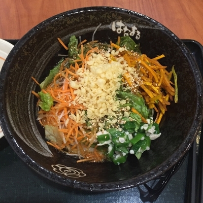 「コクうまサラダうどん 小 （生姜と玉葱）」@はなまるうどん イオン品川シーサイド店の写真