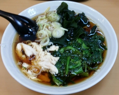 「ゆず鶏ほうれん草そば+そば茶プリン 400+180円」@名代 富士そば 新宿店の写真