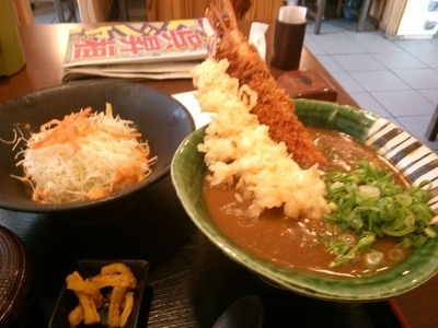 「エビ天・エビフライカレーうどん」@みくりやうどんの写真