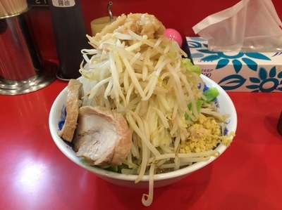 「豚玉ラーメン 並 ヤサイW、アブラ、ショウガ」@ドン-キタモトの写真