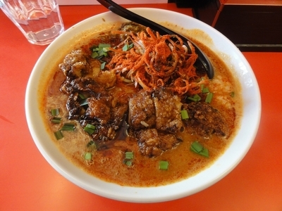 「ガチ味噌カレーそば（LV4）」@辛口肉ソバ ひるドラ 日本橋店の写真