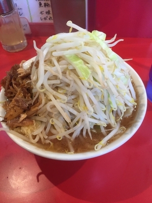 「ミニラーメン野菜チョイマシニンニクタマネギ鶏ほぐし」@麺屋 桐龍の写真